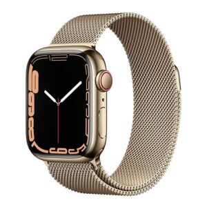 ساعت هوشمند اپل واچ سری 7 استیل طلایی 45 میلیمتری با بند Gold Milanese Loop