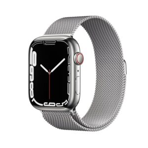 ساعت هوشمند اپل واچ سری 7 استیل نقره ای 45 میلیمتری با بند Silver Milanese Loop