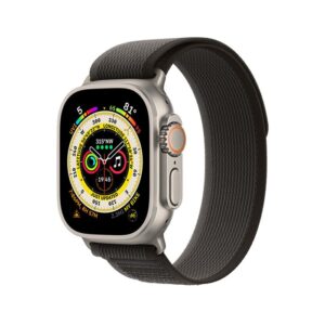 ساعت هوشمند اپل سری Ultra بدنه تیتانیومی 49 میلمتری با بند Black/Gray Trail Loop