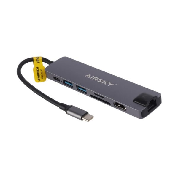 هاب و رم ریدر Ifortech HC-13LC Type-C To USB2.0/USB3.0/HDMI/RJ45/SD/Micro SD/Type-C PD